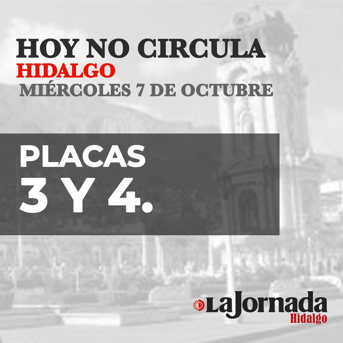Hoy No Circula Hidalgo miércoles 7 de octubre