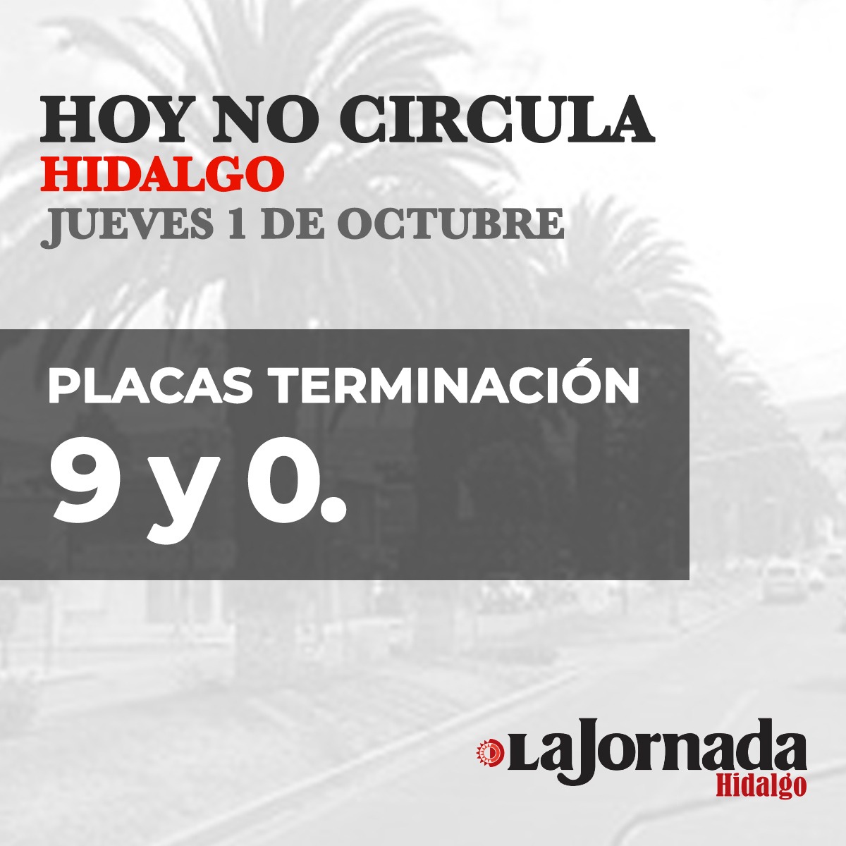 Hoy No Circula Hidalgo viernes 02 de octubre 2020