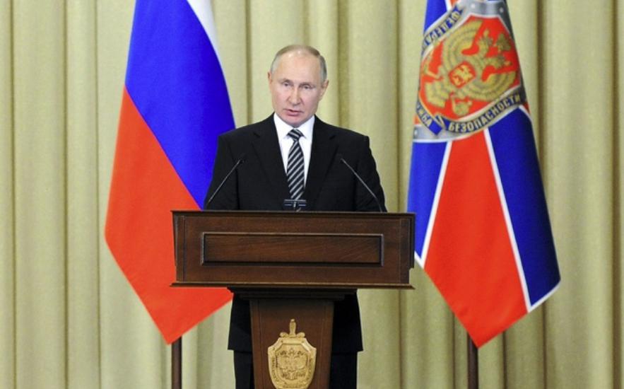 Vladimir Putin durante un discurso frente al Servicio Federal de Seguridad de Rusia. Foto Ap