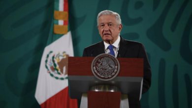 El presidente de México, Andrés Manuel López Obrador, durante su conferencia matutina en Palacio Nacional, en la Ciudad de México, el 28 de abril de 2021. Foto Cristina Rodríguez